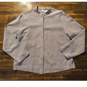 Linden Hill Women’s Medium Shirt Button Up Linen Blend Lagenlook Mandarin Collar